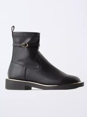 Zara Black Kids Ankle Boots with Metallic Accent